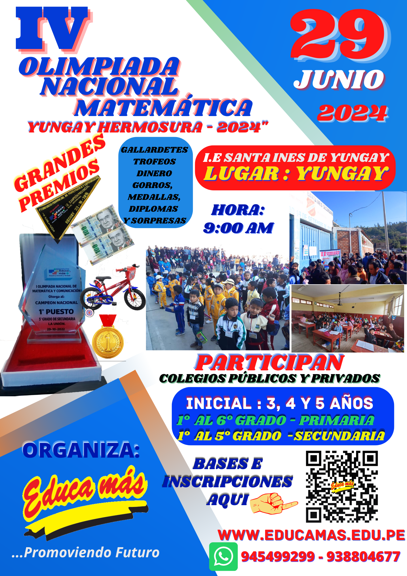 IV  OLIMPIADA NACIONAL DE MATEMÁTICA YUNGAY HERMOSURA - 2024