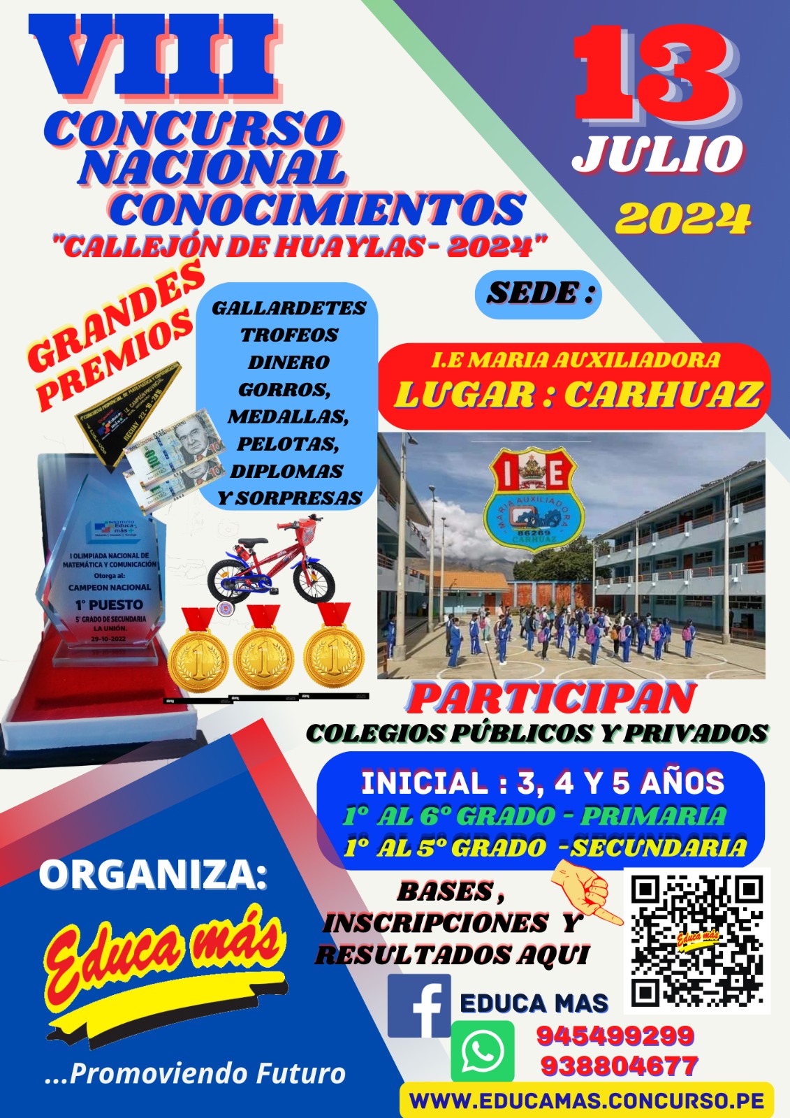 VIII CONCURSO NACIONAL DE CONOCIMIENTOS CALLEJON DE HUAYLAS - CARHUAZ -  2024