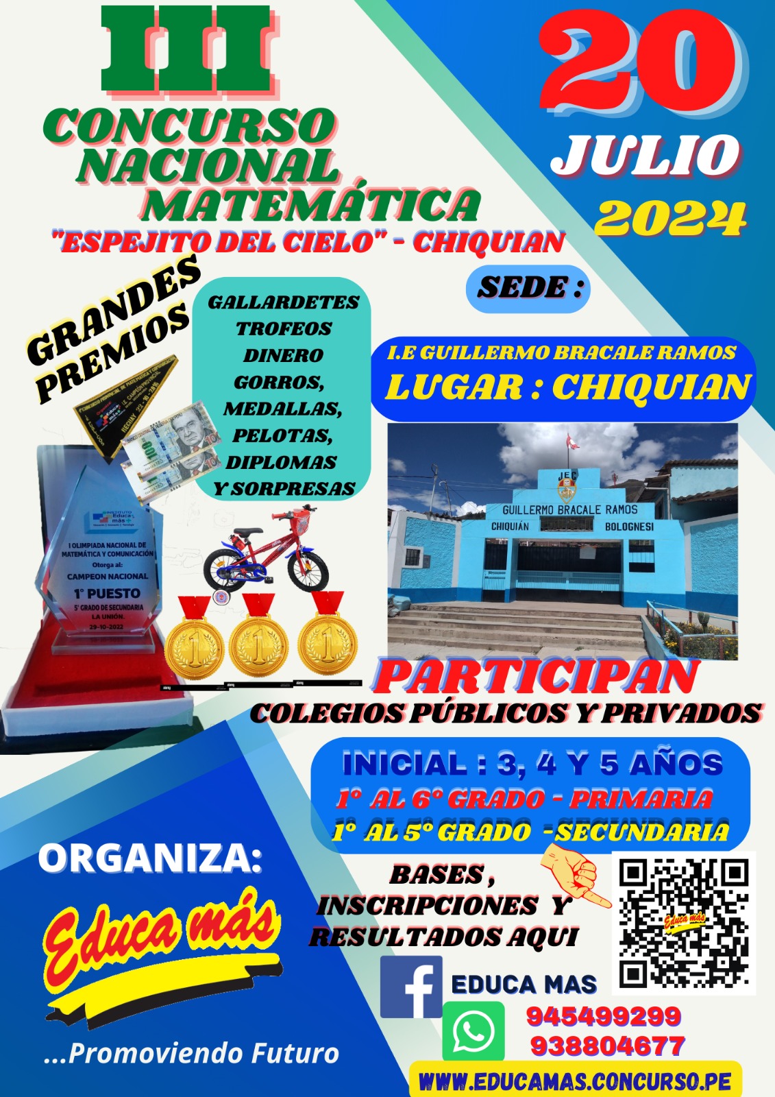 III CONCURSO NACIONAL DE MATEMÀTICA ESPEJITO DEL CIELO -  CHIQUIAN - 2024